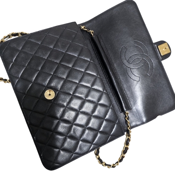 CHANEL LAMBSKIN 24K GOLD Black Quilted Single flap Shoulder bag - Picture 6 of 14